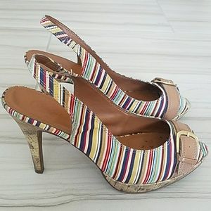 Candies Kennady stripe peep toe heels